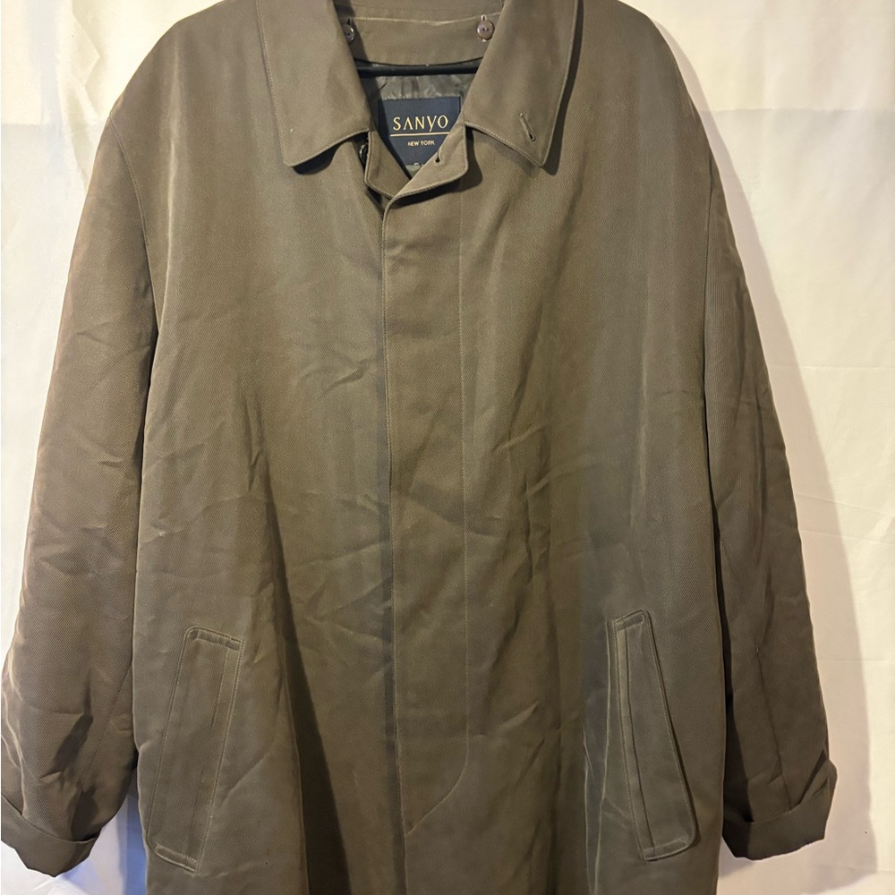Vintage SANYO New York Dark Olive Green Trench Coat
